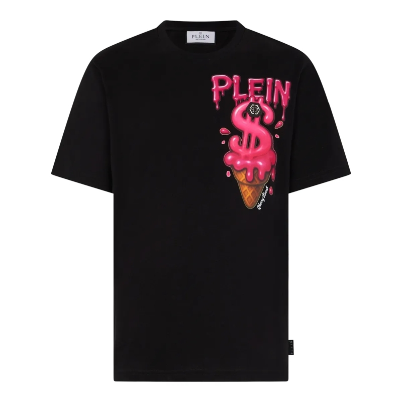 Philipp Plein T-Shirt Round Neck T-Shirt Ice Cream Dollar schwarz