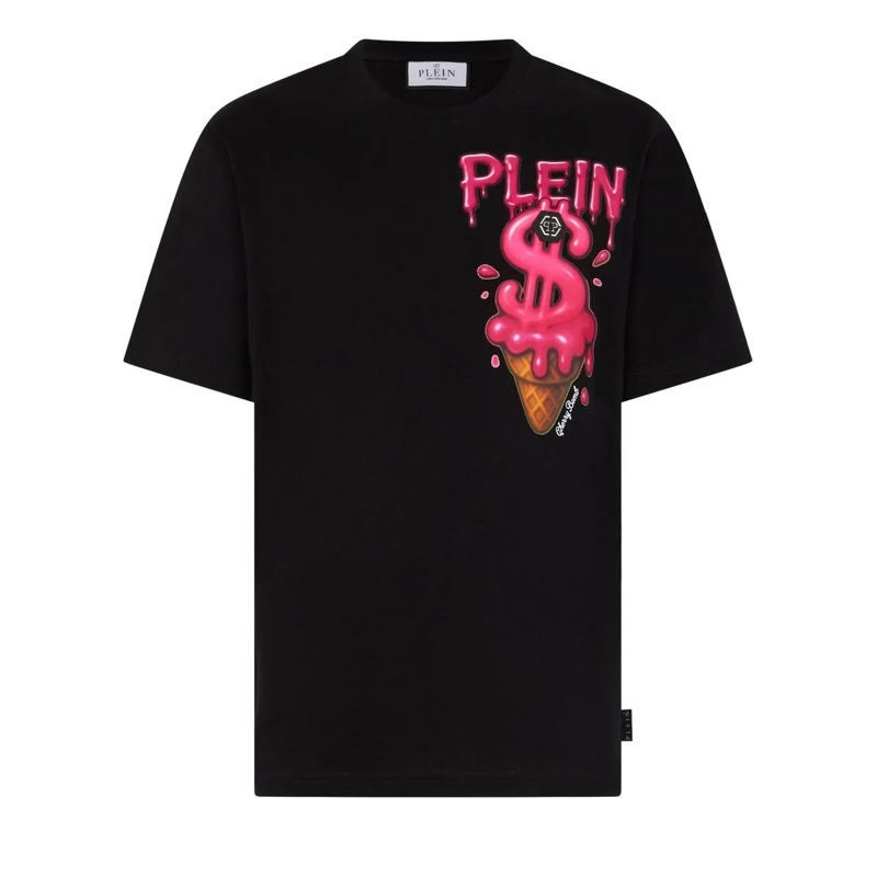 Philipp Plein T-Shirt Round Neck T-Shirt Ice Cream Dollar schwarz