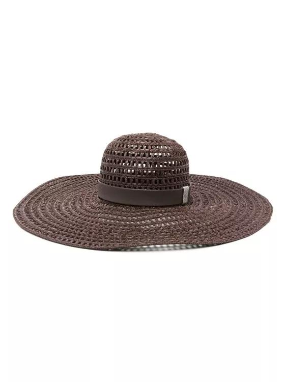 Peserico Mützen - Brown Interwoven Hat - Gr. L - in Braun - für Damen