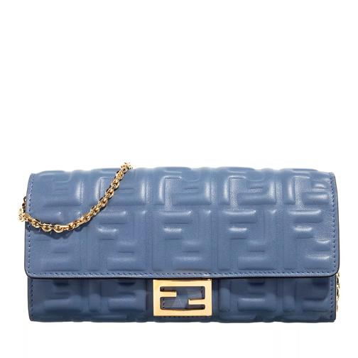 Fendi Baguette Chain Long Wallet Blue Wallet On A Chain