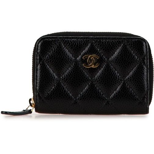 Chanel Porte-cartes 2017-2018 CC Caviar Zip Around Wallet schwarz