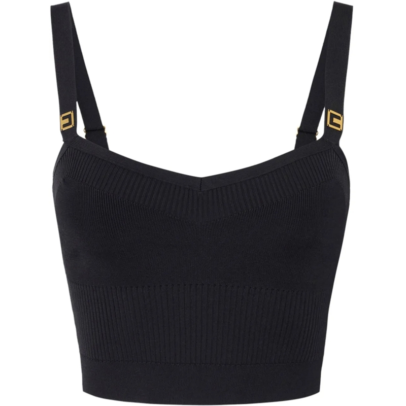 Elisabetta Franchi T-Shirt Ribbed Knit Top With Sweetheart Neckline Black