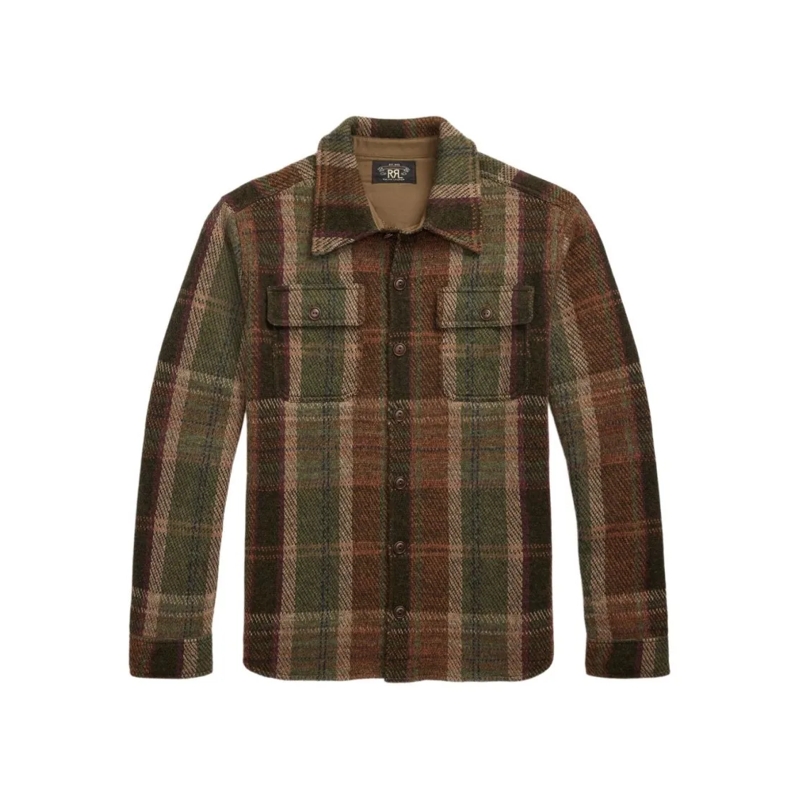 Polo Ralph Lauren  Plaid Shirt Jacket With Double-Knit Jacquard Desig Black