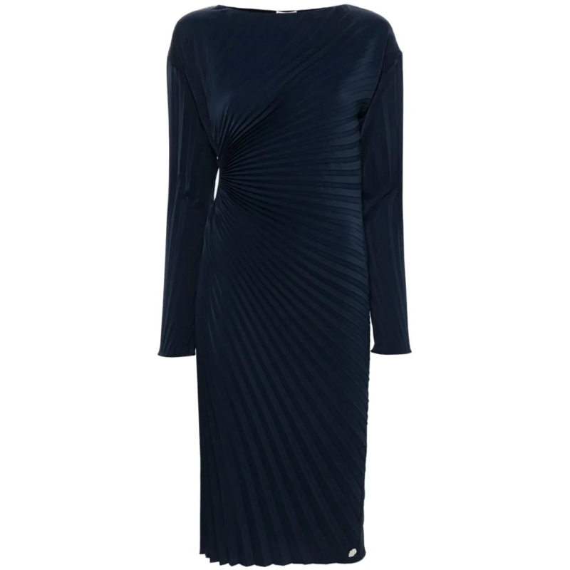 Kenzo Midi-jurk Midnight Blue Fully Pleated Pencil Dress Black