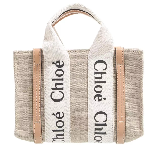 Chloé Mini Woody Tote Bag White/Beige Minitasche