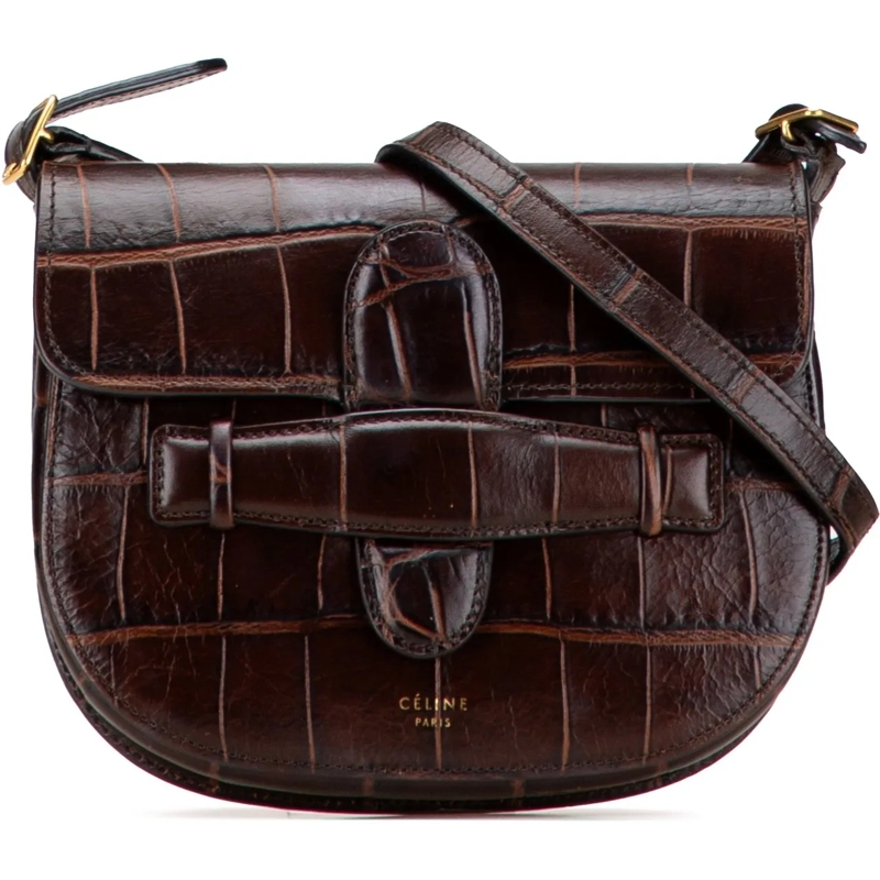 Celine Schultertasche Mini Embossed Calfskin Symmetrical Crossbody braun