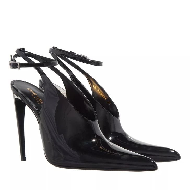 Black patent cheap leather slingbacks