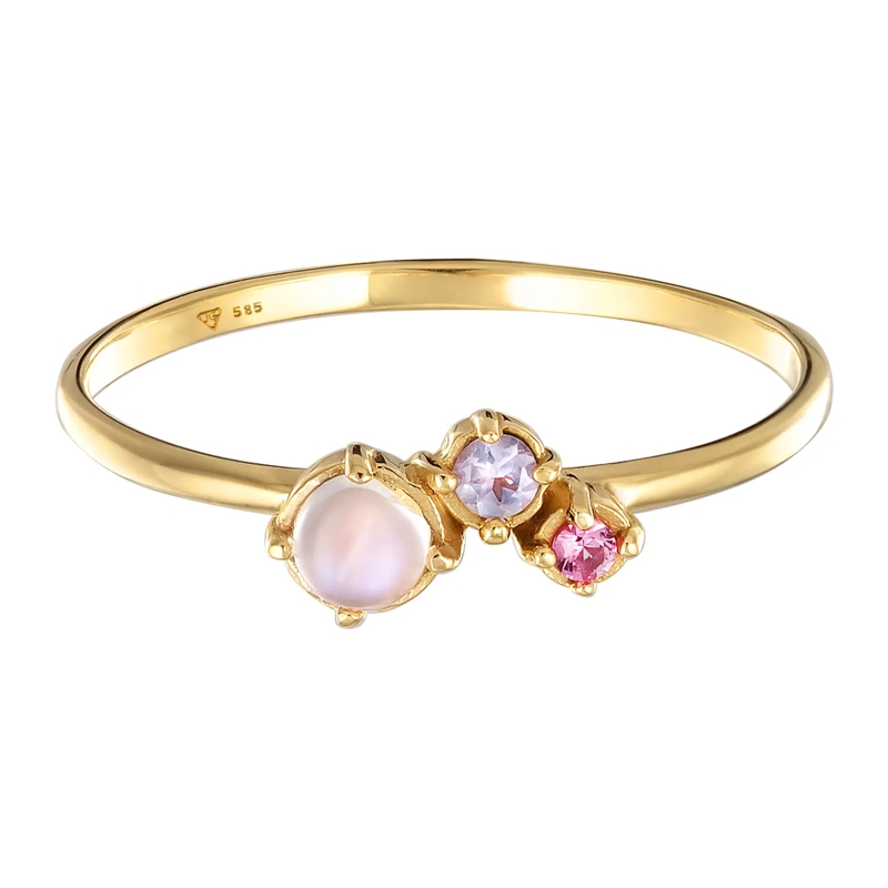 Elli Ring Ring Mondstein Tansanit synth. Saphir 585er Gelbgo gold(Image 2)