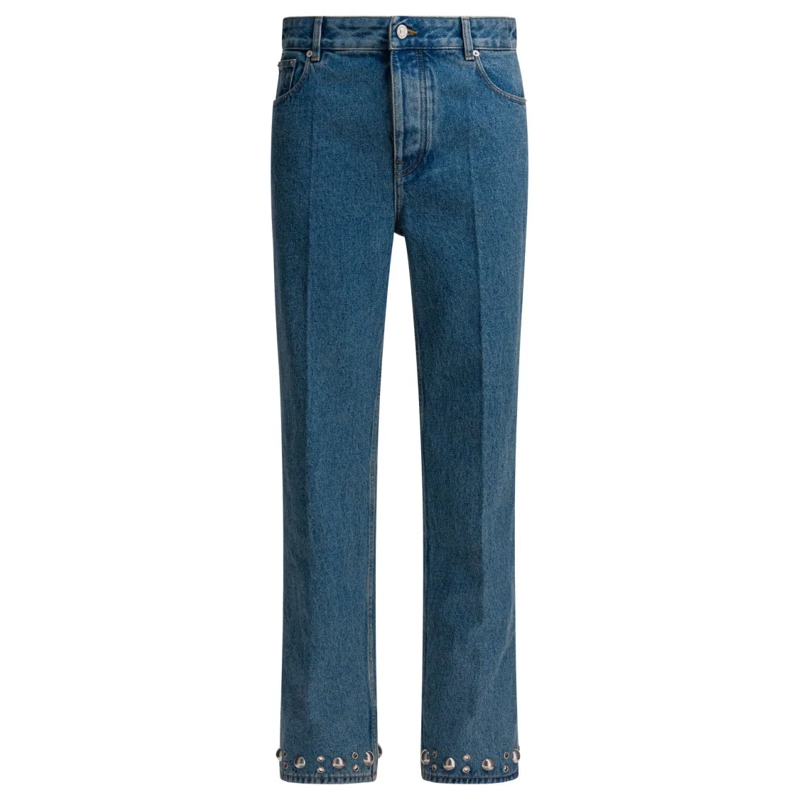 Valentino Garavani Rechte Been Jeans Straight-Leg Denim Jeans With Metallic Cabochon Ac Blue