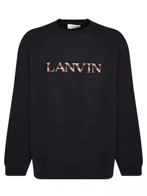 Lanvin - Black Embroidered Logo Relaxed Crewneck Sweatshirt - Größe M - black