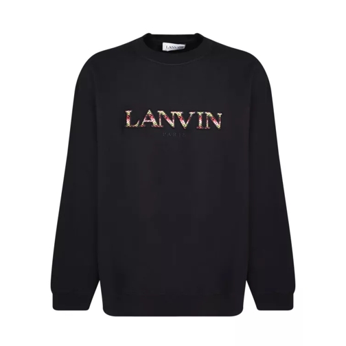 Lanvin Black Embroidered Logo Relaxed Crewneck Sweatshirt Black 