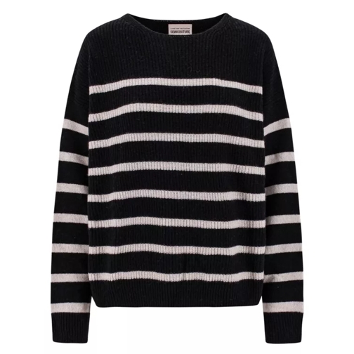 Semi Couture Striped Wool Blend Sweater Black 