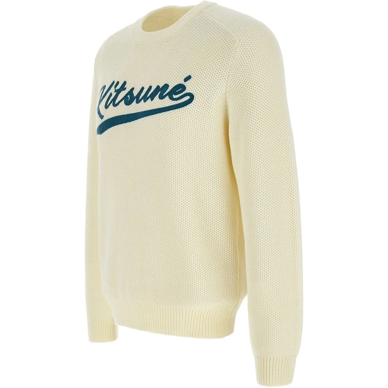 Maison Kitsune Pull 'Kitsune Varsity' Sweater Neutrals(Image 3)
