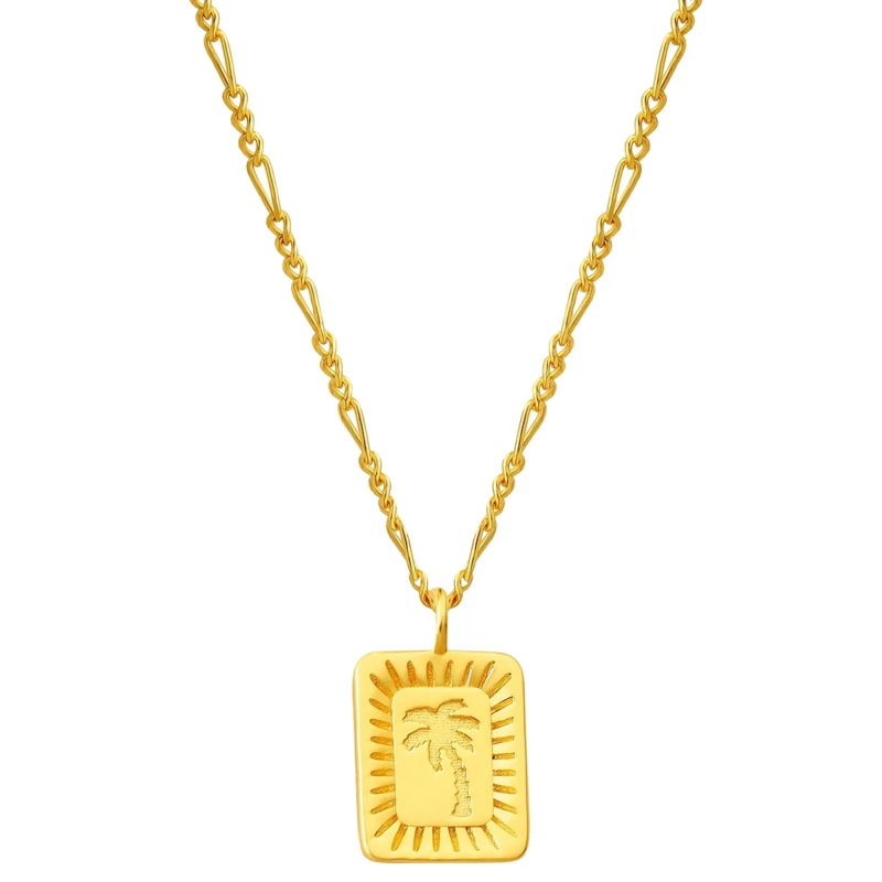 Glanzstücke München Mittellange Halskette Sterling Silber Halskette Palme gold