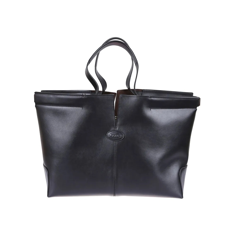 Tod's Sac à bandoulière Structured Black Leather Folio Bag Black