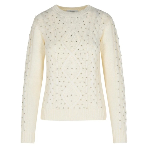 Max Mara Onde White Wool Blend Sweater Neutrals Trui