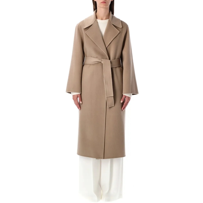 Alberta Ferretti Manteaux de tanche Tailored Long Coat With Wide Lapel Neutrals