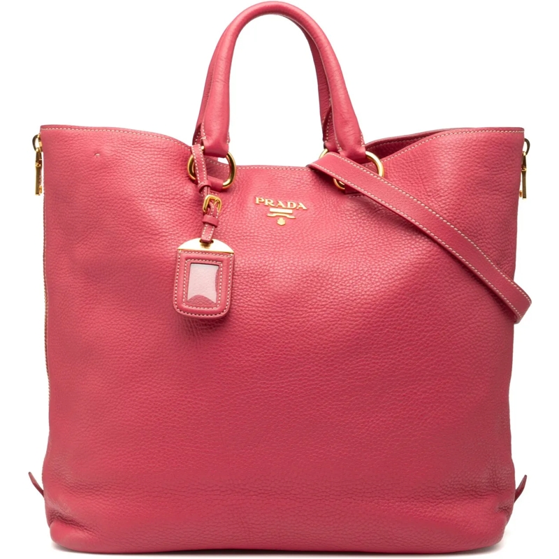 Prada Schultertasche Vitello Daino Side Zip Convertible Tote rose