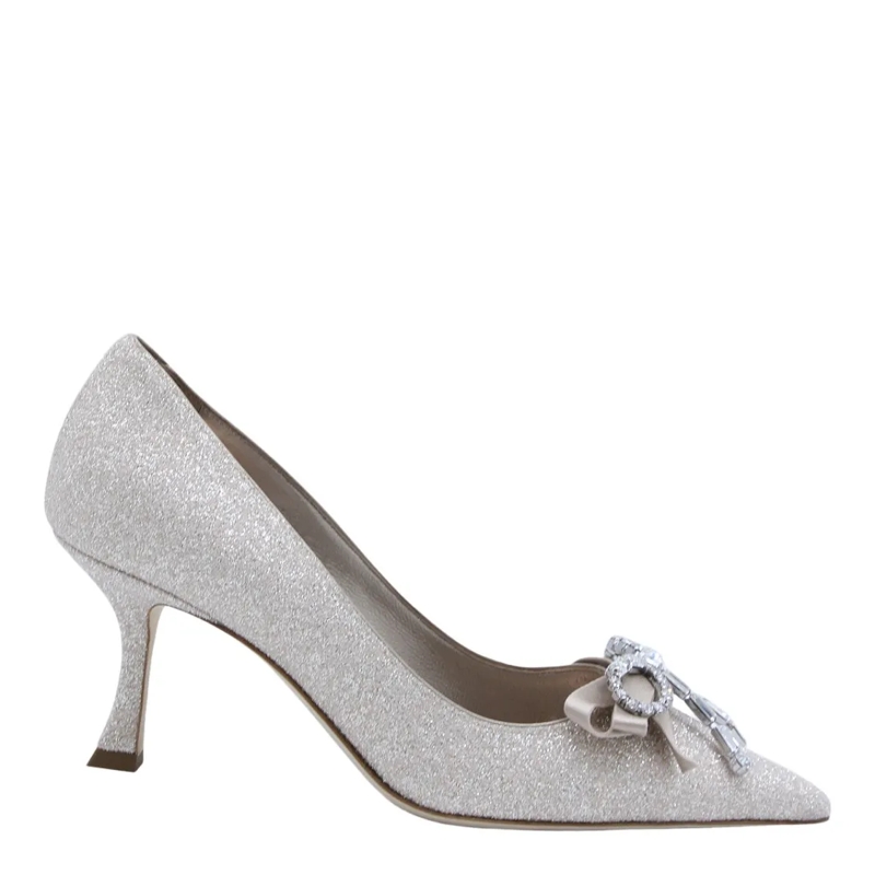Jimmy Choo Escarpins Glitter-Embellished High-Heeled Pumps White