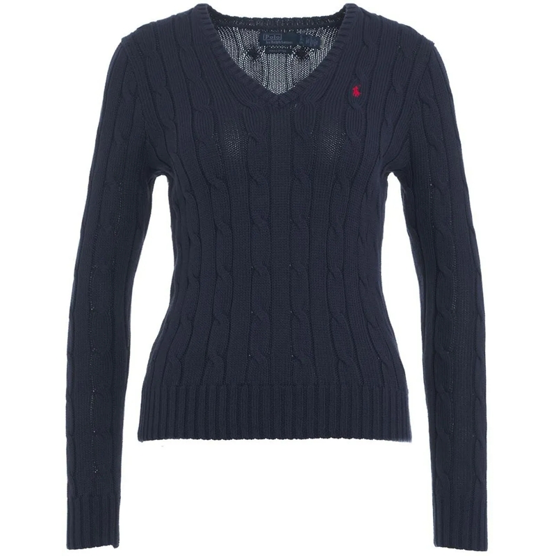 Ralph Lauren Langärmeliges Oberteil Knitted sweater with embroidered logo blau