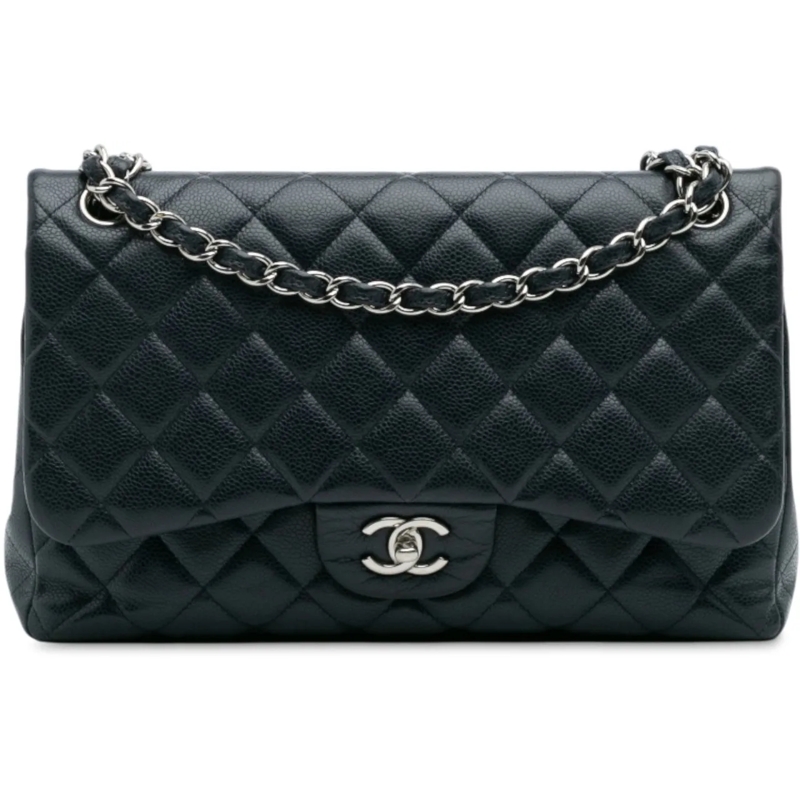 Chanel Sac à bandoulière Jumbo Classic Caviar Double Flap blau