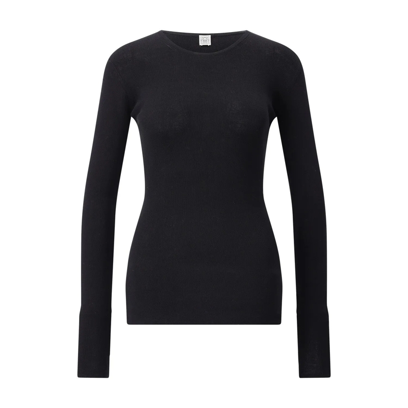 TOTEME T-Shirt Langarmshirt aus Baumwolle Schwarz