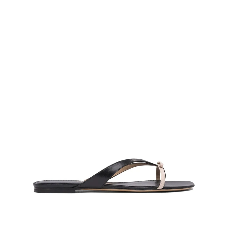 Salvatore Ferragamo Sandalen Black Leather Sandals With Thong Strap Black
