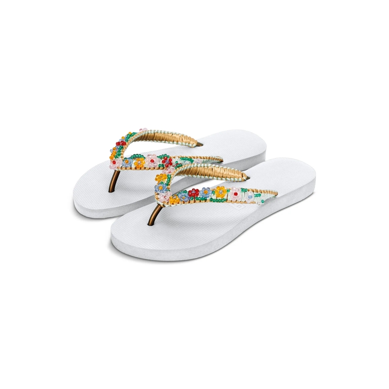 UZURII Flip Flops Zehentrenner Macrame Daisy weiss(Image 3)