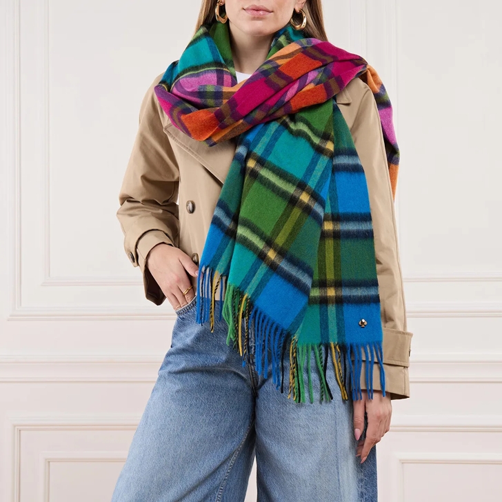Kate Spade New York Plaid Mix Yarndye Scarf Multi Wool Scarf