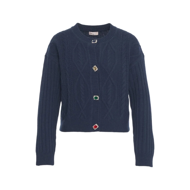 LIU JO Cardigan Cardigan With Jewel Buttons Blue