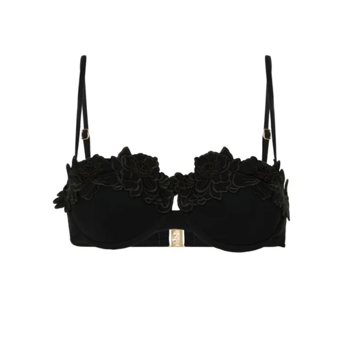 Zimmermann Halliday Floral-Appliqué Bikini Bra Black Black 