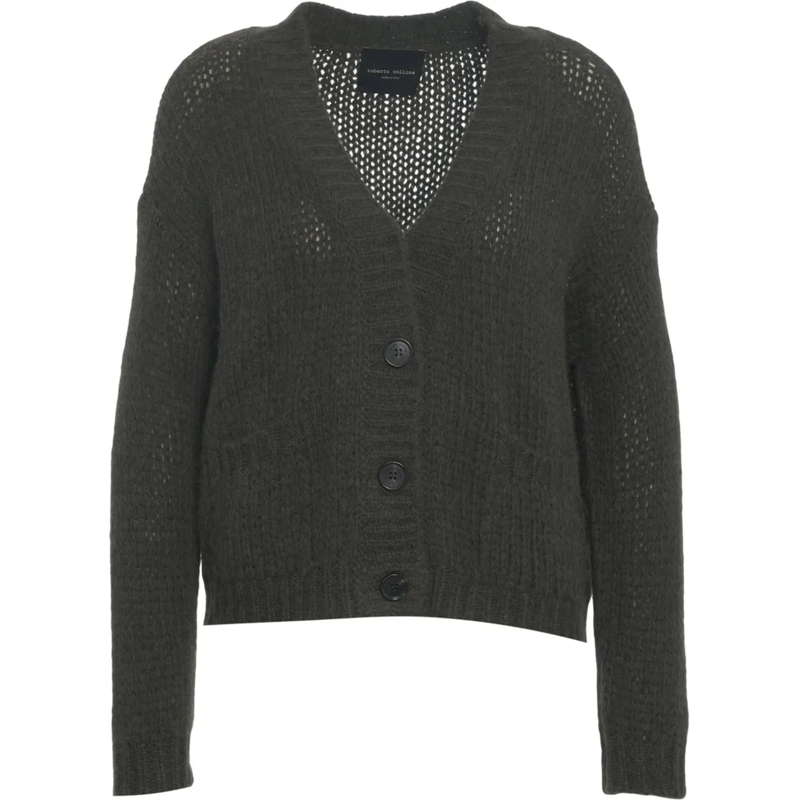 Roberto Collina  Knit cardigan with V-neck grün