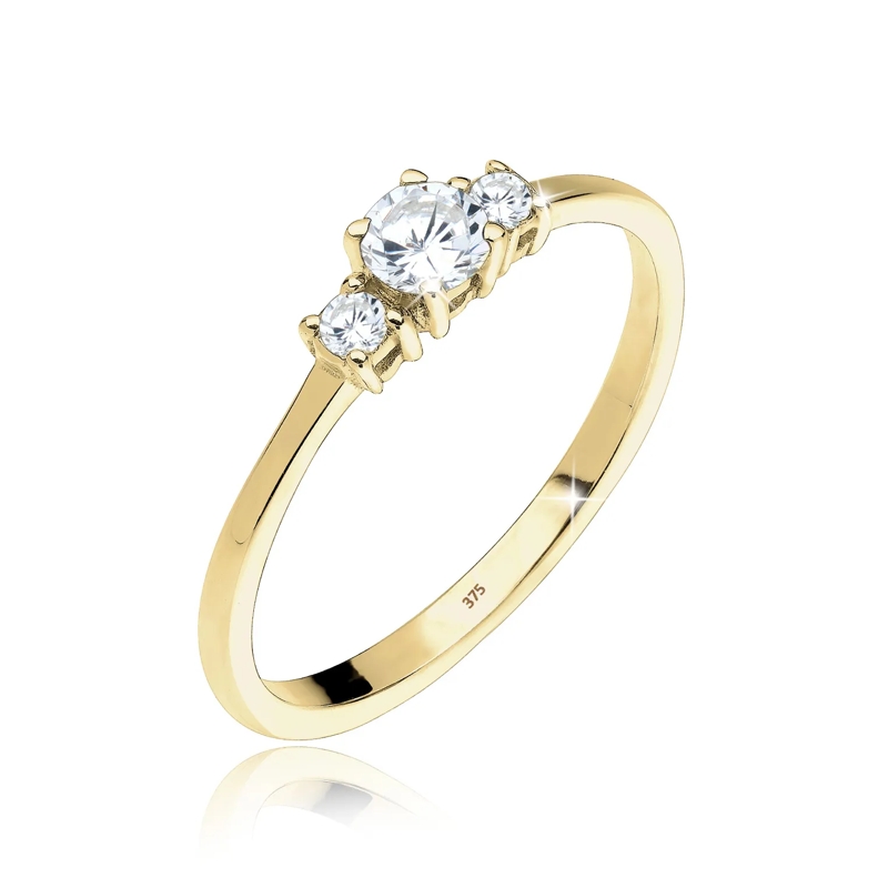 Elli Ring Ring Trio Zirkonia 375 Gelbgold weiss