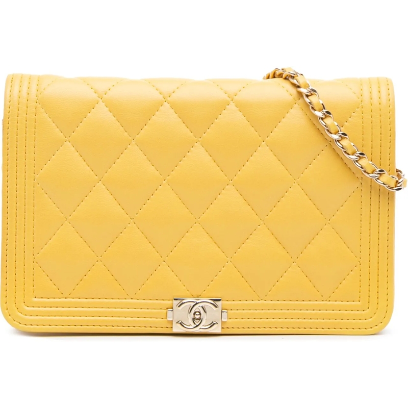 Chanel Sac à bandoulière Quilted Lambskin Boy Wallet On Chain gelb