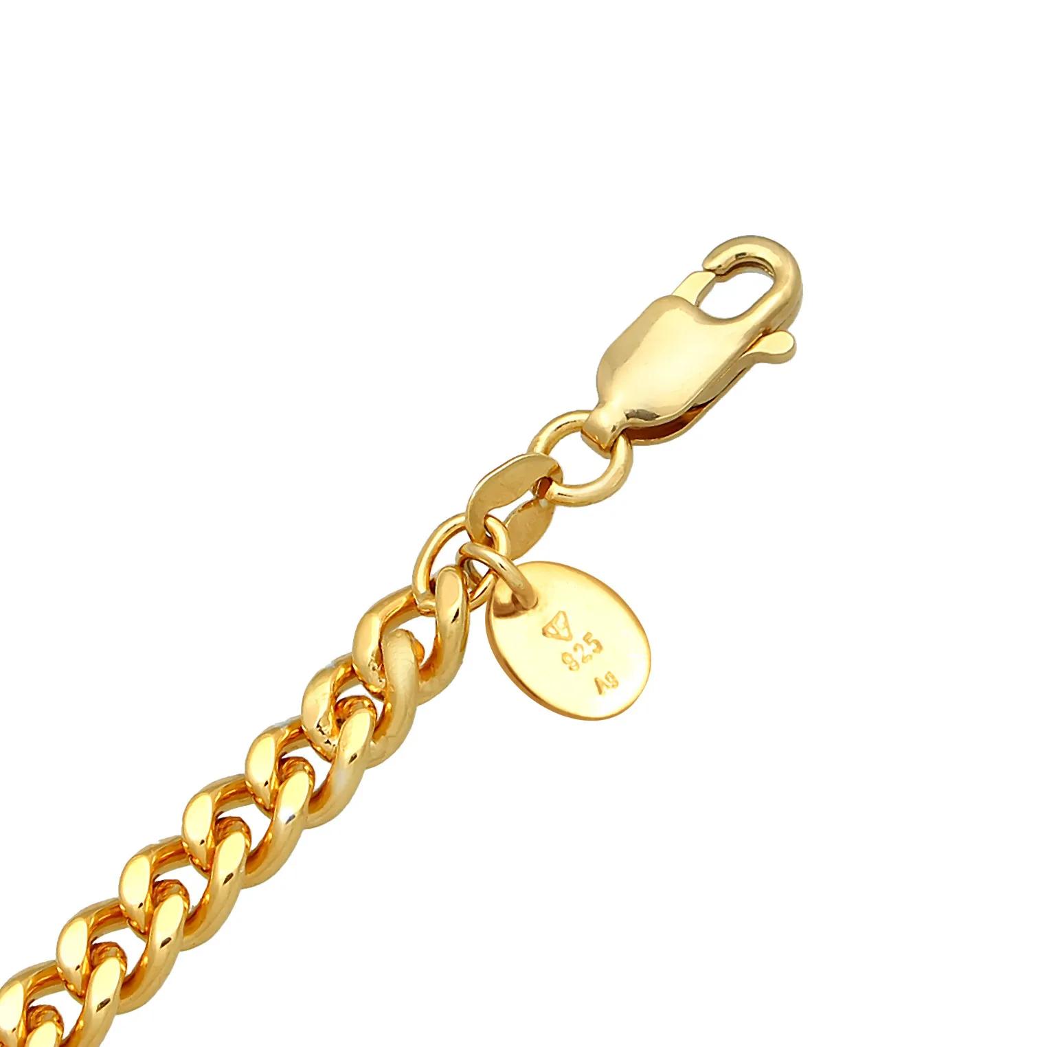Thumbnail - Elli Halsketten - Halskette Choker Granat Panzerkette Klassisch 925 - Gr. unisize - in Gold - für Damen