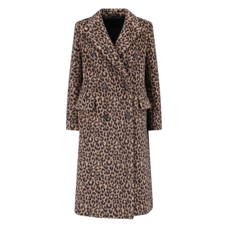 Tagliatore Manteaux de tanche Jole Coat Midi Double-Breasted – Brown Animalier Brown