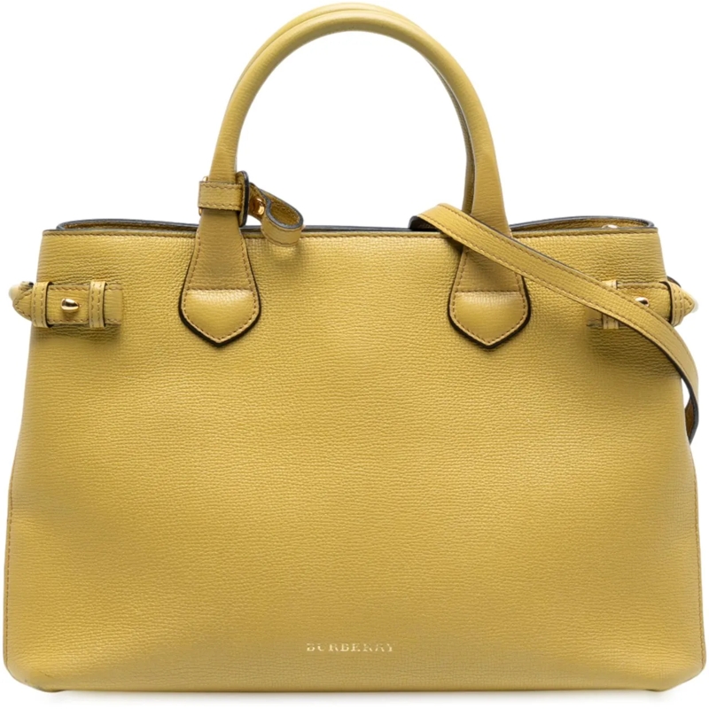 Burberry Schultertasche Medium Leather and House Check Banner Satchel gelb
