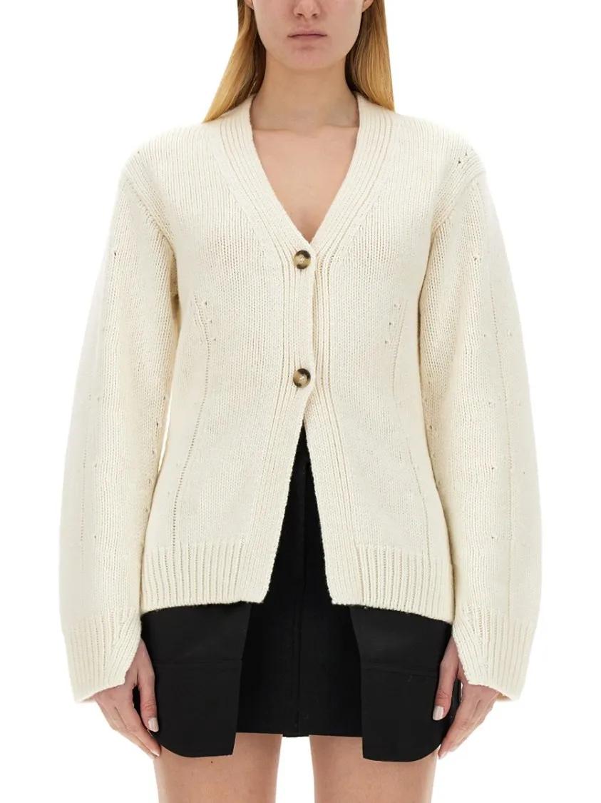 Thumbnail - Helmut Lang - Tailored Cardigan With Deep V-Neckline - Größe M - beige