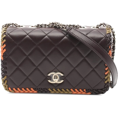Chanel Sac à bandoulière 2021-2024 Medium Quilted Lambskin Whipstitch Flap braun