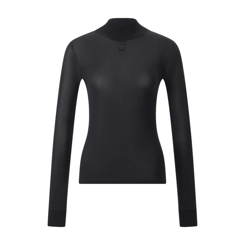 Courrèges Pullover Langarmshirt Reedition Second Skin schwarz