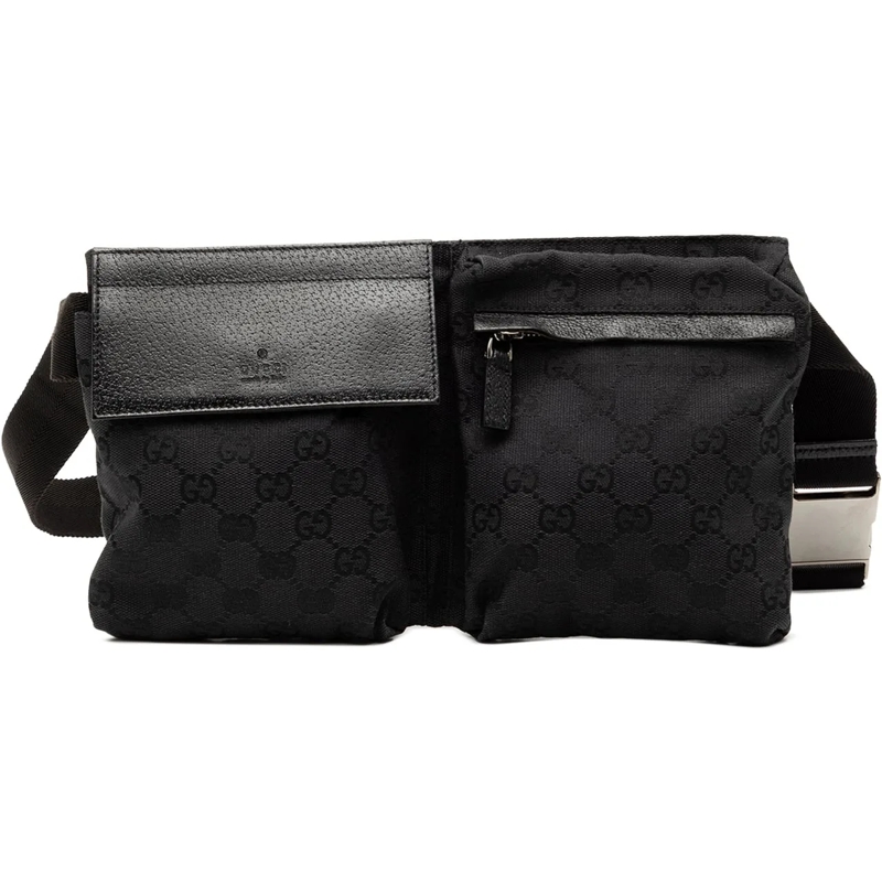 Gucci Gürteltasche GG Canvas Double Pocket Belt Bag schwarz