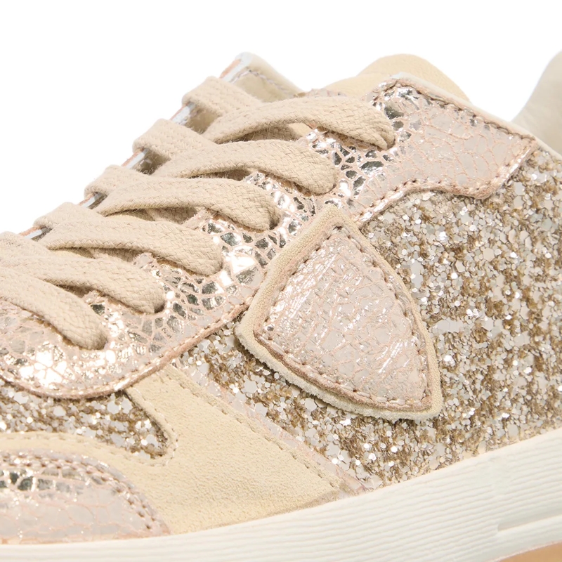 Philippe Model Low-Top-Sneaker Nice Low Woman Metal Glitter_Platinum(Image 4)