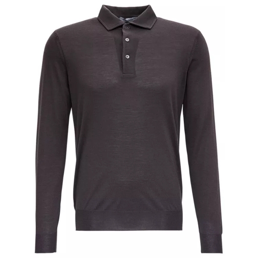 Gaudenzi Long Sleeves Polo Shirt In Brown Wool Brown 