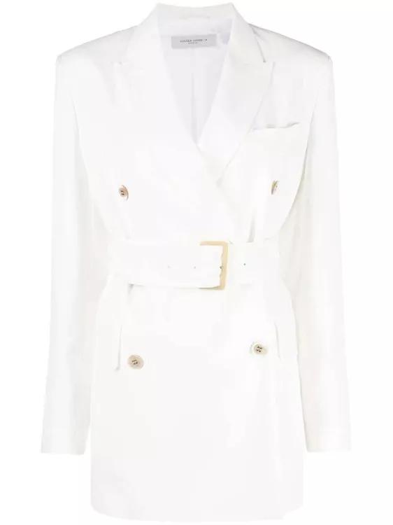 Thumbnail - Golden Goose - Double-Breasted Belted Blazer - Größe 40 - weiß