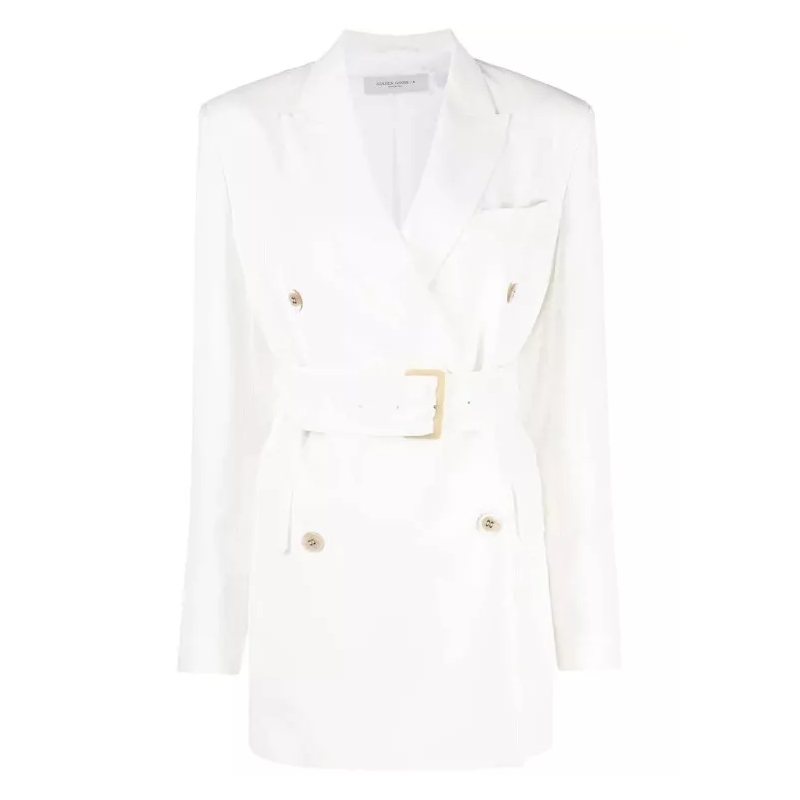 Golden Goose Blazer Double-Breasted Belted Blazer White
