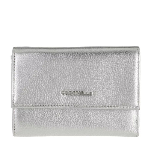 Coccinelle Metallic Soft Wallet Silver Tri-Fold Portemonnaie