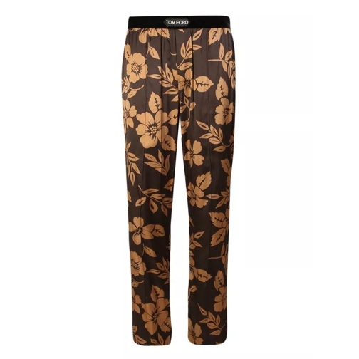 Tom Ford Silk Pajama-Style Pants Brown Broeken