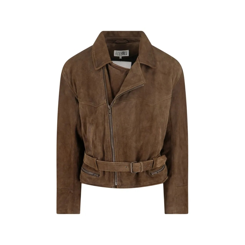 MM6 Maison Margiela Leren jas Biker Jacket – Brown Brown