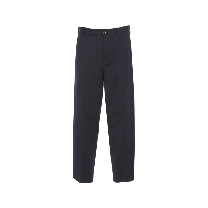 Nine In The Morning Pantalon Tailored Wool Trousers With Straight Leg Design Black