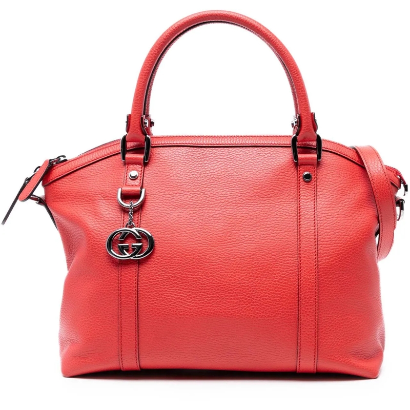 Gucci Schultertasche Leather GG Charm Dome Satchel rot